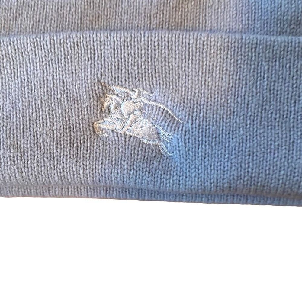 BURBERRY | baby blue 100% lambswool beanie - Picture 3 of 7